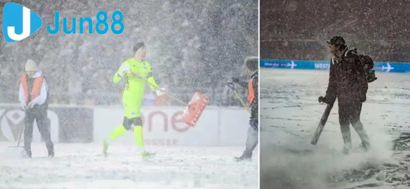 Điều kiện thi đấu khó tin của trận đấu. (Ảnh: ESPN)